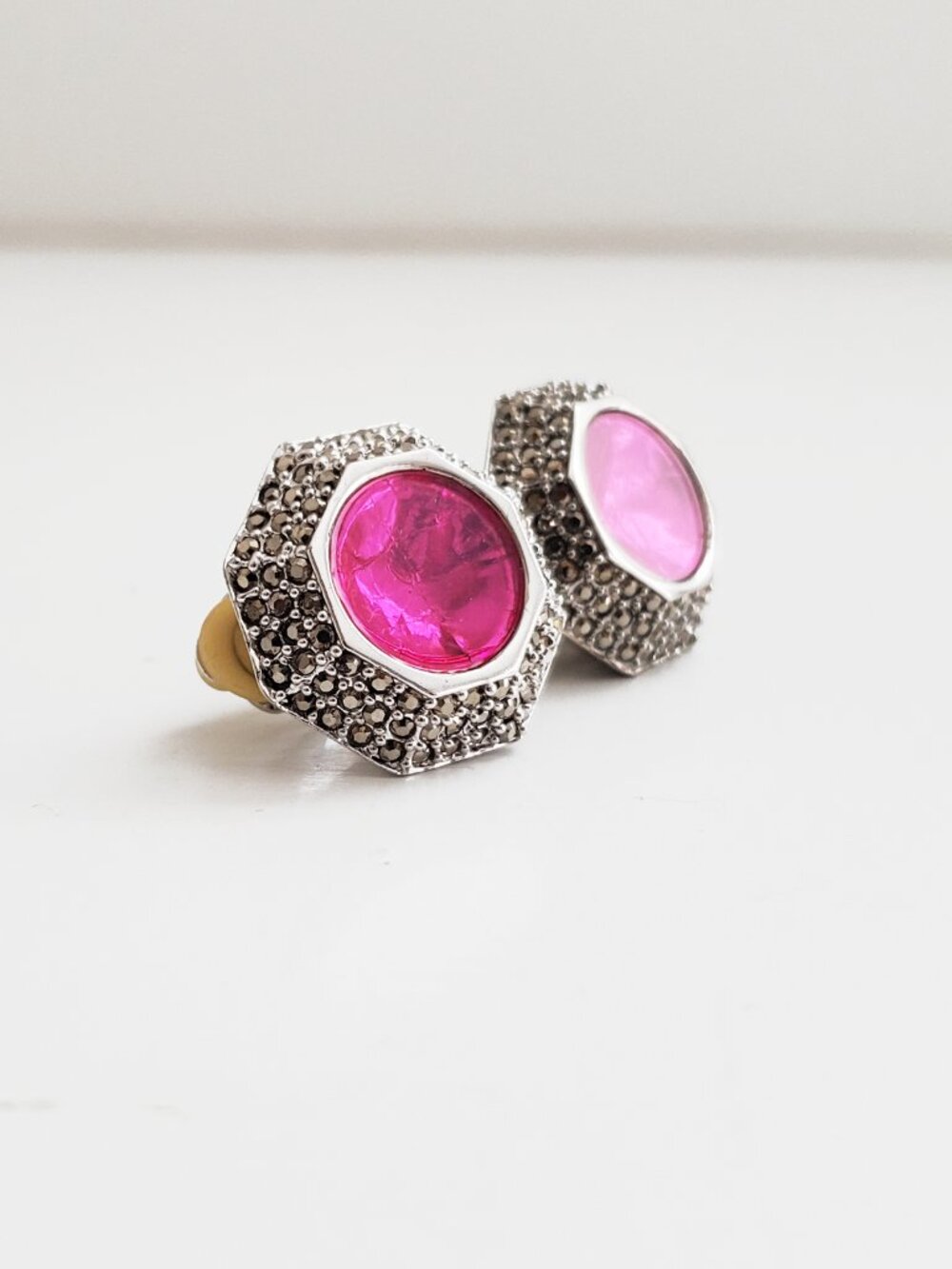 Mawi of London Pink Crystal Clip On Earrings NWOT
